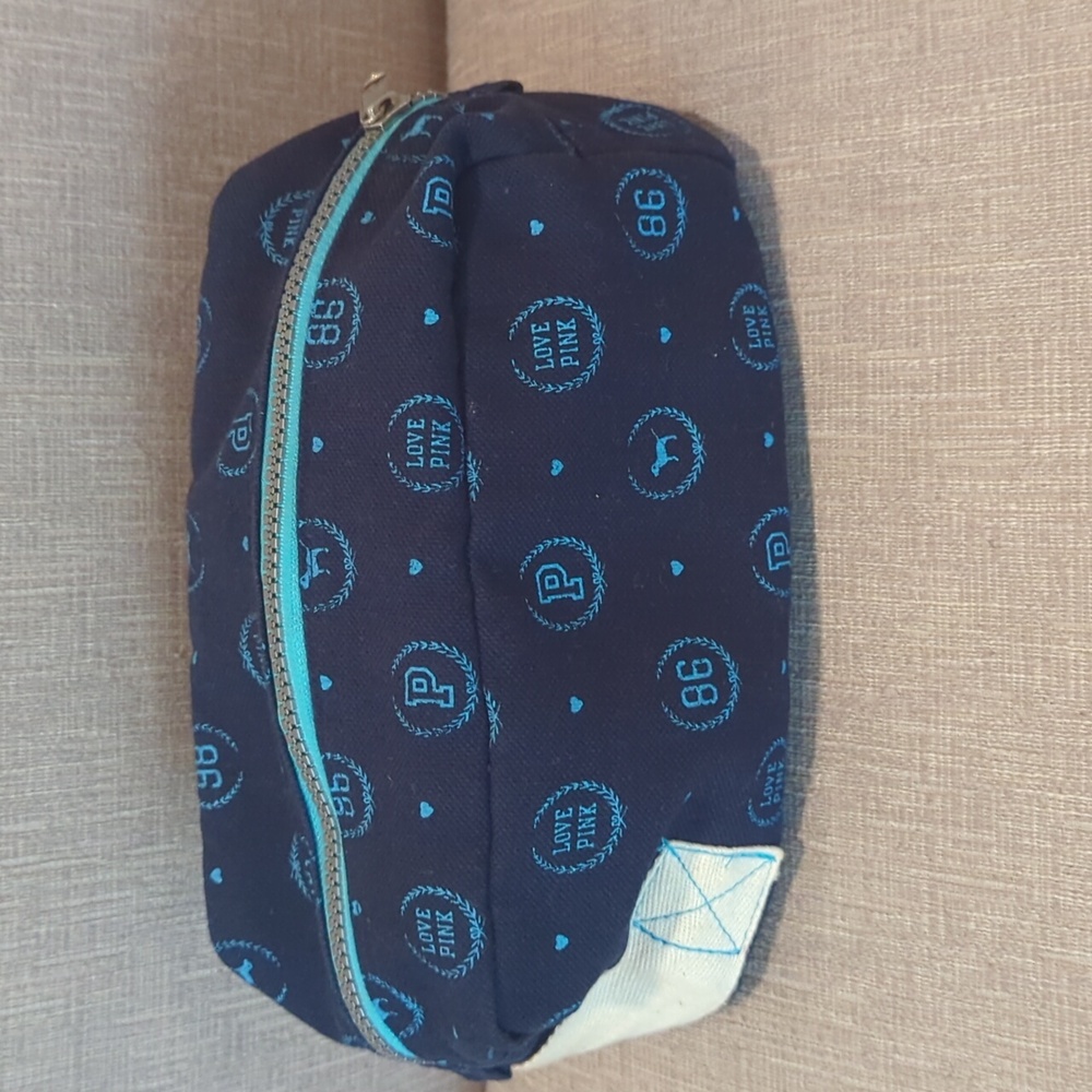 VS PINK Cosmetic Bag with Collegiate Logos Navy Color - Picture 3 of 9